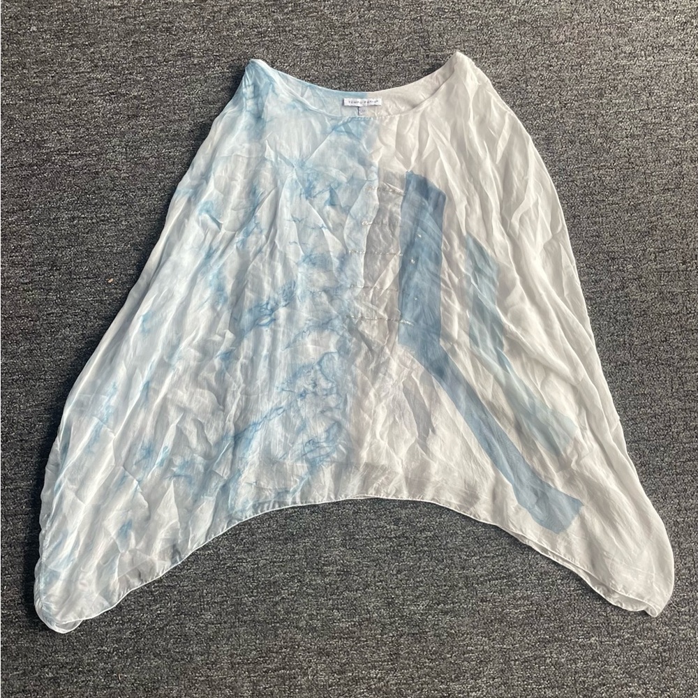 Tempo Paris Sheer Blue and White Top